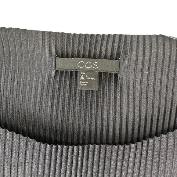 COS Dress Accordion Pleated Sleeveless Darkest Navy Blue Size S Oversized Boxy - Picture 5 of 7